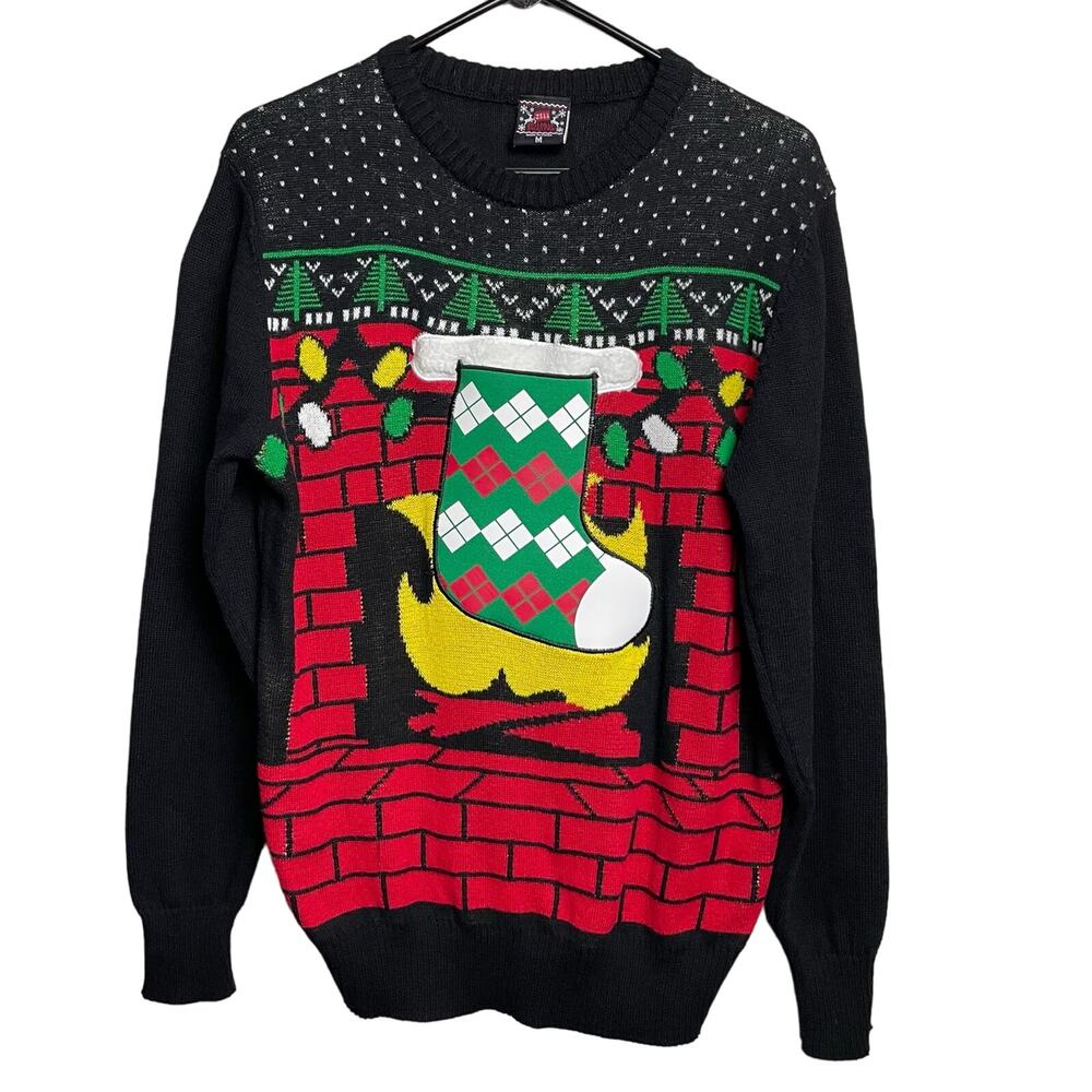 Well Worn Christmas Stocking Ugly Sweater Size Medium Acrylic Holiday Shirt